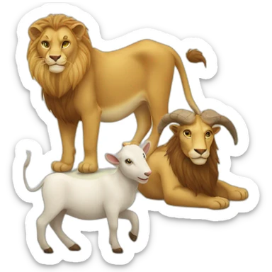 A lion eat a goat sticker
