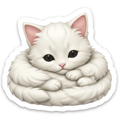 white kitten sleep sticker