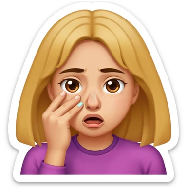 Girl holding her nose in disgust  sticker