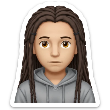 Lightskin with brown eyes and dark brown long dreads with a lining in the front sticker