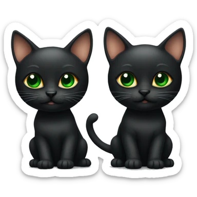 Two black kittens one with green eyes and one with orange eyes  sticker