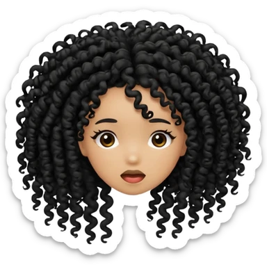 strands of black kinky curly hair breaking and falling to the ground sticker