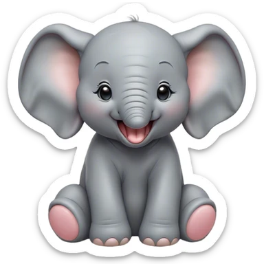 Cinematic Cute Yawning Baby Elephant Portrait Emoji, Head tilted slightly with a dramatic, wide-open yawn, showcasing a soft, downy gray hide with oversized drooping ears, round eyes barely open in drowsy contentment, Simplified yet irresistibly adorable features, highly detailed, glowing with a soft, cozy glow, high shine, relaxed yet expressive, stylized with a touch of gentle whimsy, bright and endearing, soft glowing outline, capturing the essence of a sleepy yet affectionate baby elephant, so drowsy it feels like it could stretch out of the screen and curl up for a nap! sticker