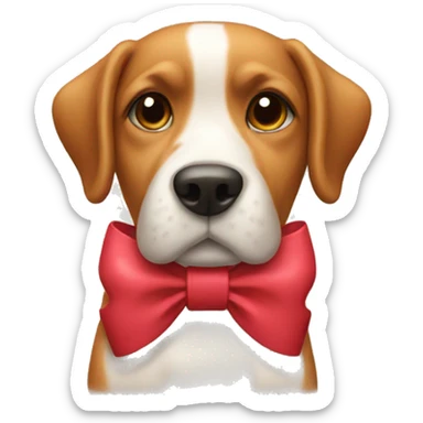 a dog with a bow sticker
