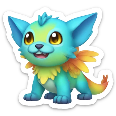 Cute cool colorful fantasy animal hybrid Fakemon full body sticker