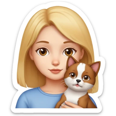 Girl holding a cat and a dog sticker