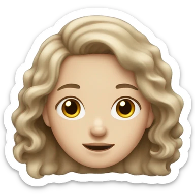 Pale girl with wavy brown hair  sticker