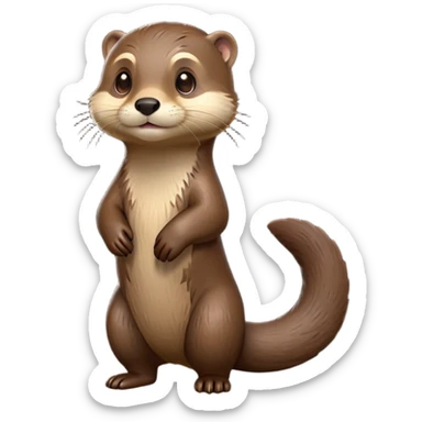 cinematic-noble [otter]-realistic-full-body-standing-emoji,-tail-tucked-close,-head-tilted-dramatically,-sleek-[brown]-fur,-simplified-yet-realistic-focused-features,-highly-detailed,-glowing-with-an-almost-sarcastic-glow  expressive eyes sticker