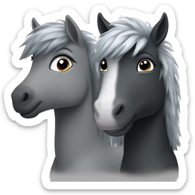 Two black and grey fluffy ponies sticker
