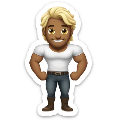 chico con piel blanco con biceps y con color cafe el cabello  sticker