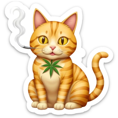 Yellow tabby cat smoking marijuana sticker
