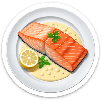 Fine dining, salmon with lemon sauce sticker