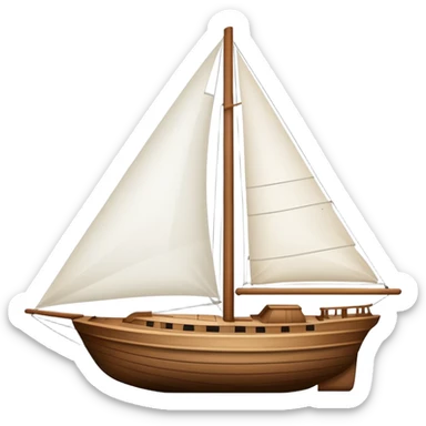 sailboat with visible rudder and white sails sticker