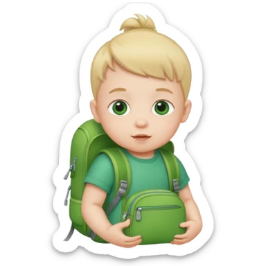 baby baby wear green backpack sticker