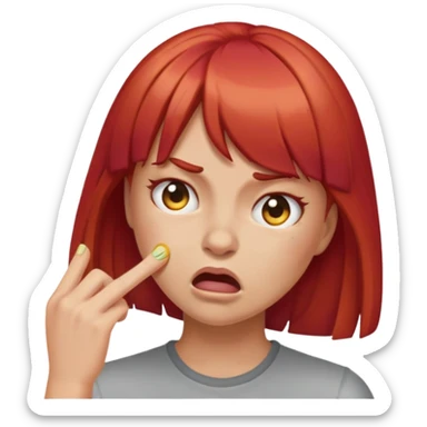 female emoji with red hair and bangs smacks her forehead in disgust sticker