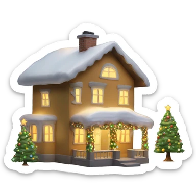 Christmas house with Christmas tree illuminated sticker