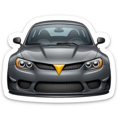 Emoji of a car with wide fenders, carbon fiber hood, and aggressive front bumper sticker