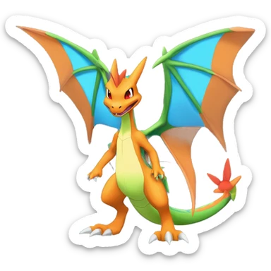Anthro Cool Edgy Legendary Fakemon-Pokémon-Flygon-Charizard-Fantasy-Creature With Full Body Detailed High Quality sticker