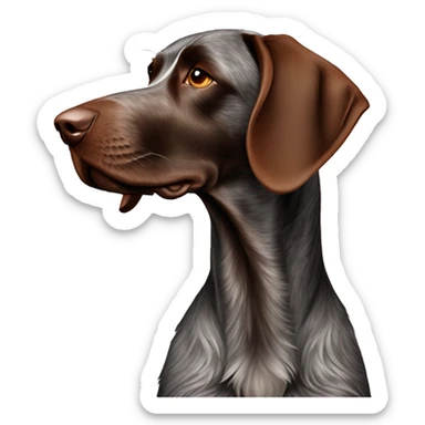 Dark brown german wire haired pointer with a red beard sticker