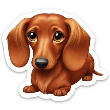 Red long hair dachshund  sticker