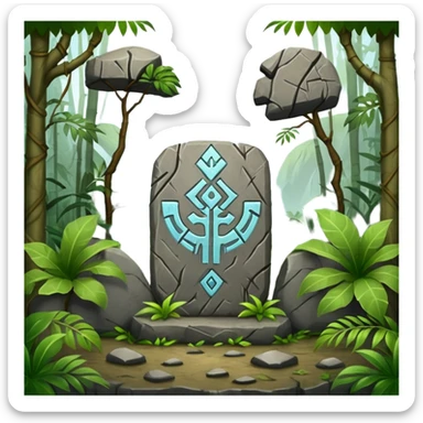 Stone Tablet – Carved gray slab with ancient runes in jungle sticker