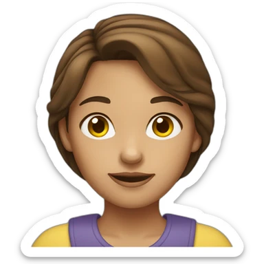 Girl with brown hair and yellow skin sticker