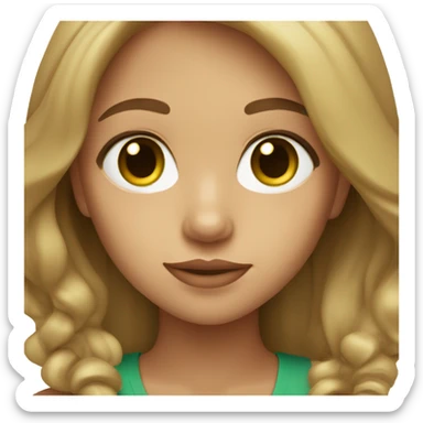 a light skin girl with light brown  hair and green brown eyes  sticker