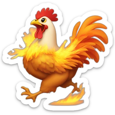 Running chicken on fire sticker