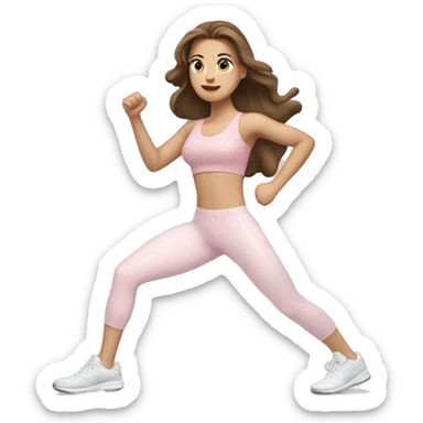 Brown hair white girl  in light pink clothes exercising sticker