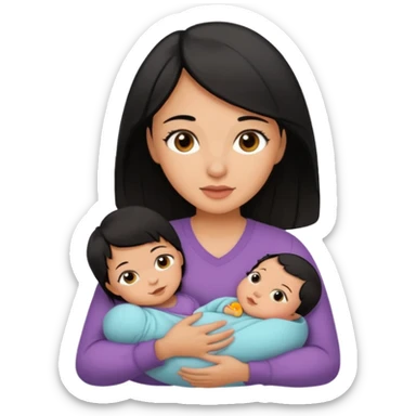 mom holding newborn baby girl with brown eyes tan skin and black hair and blue eyes newborn girl baby tan skin black hair sticker