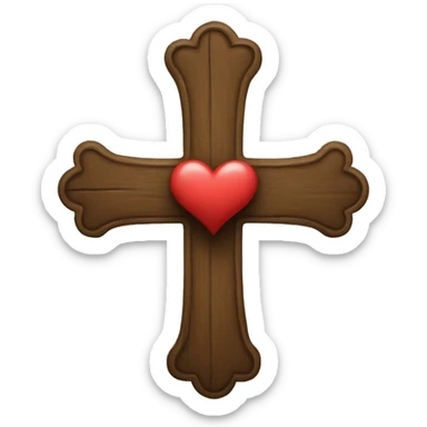 Cross with heart sticker
