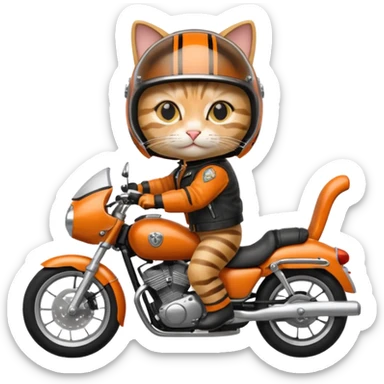 cat riding motorcycle sticker