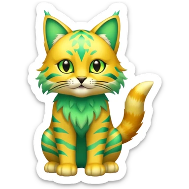 Shiny Green and Yellow Electrike-Sprigatito-Bobcat-Amaura-Aurorus-Shiny-glorp-cat-fusion (full body) sticker