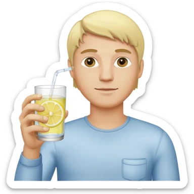 blonde man holding a glass of lemon water sticker