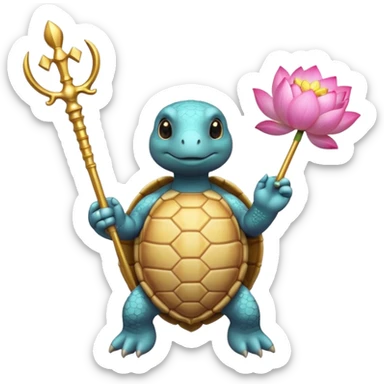 turtle, scepter, buddhism, lotus sticker