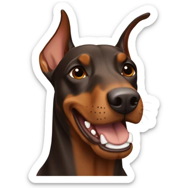 Different shades of brown Doberman without cropped ears looking forward and happy  sticker
