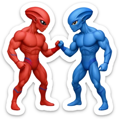 
two alien sparring, red uniform and blue unidorm
 sticker