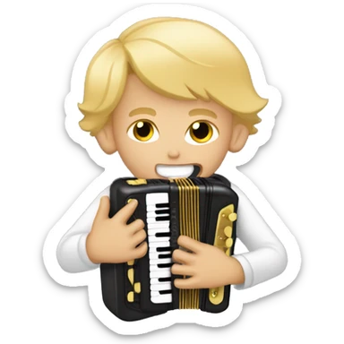 blonde boy playing balkan harmonica sticker
