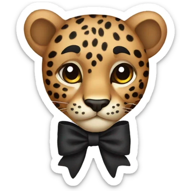 Leopard black bow sticker
