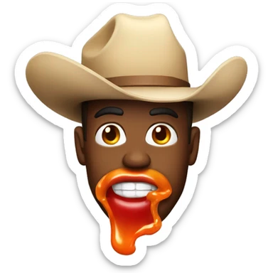 Cowboy with habanero sauce out of his mouth sticker