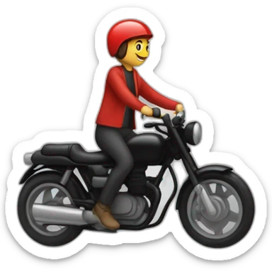 Un garçon et une fille sur une moto noir et rouge  sticker