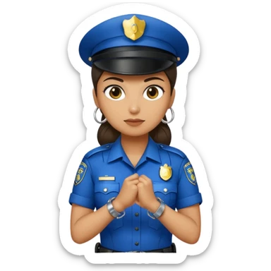 police woman with hand cuffs sticker