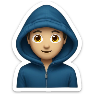 jeune homme avec une cagoule bleu foncé sticker