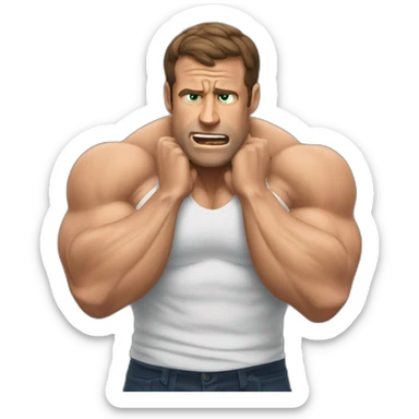 muscle macron frustrated pulling hair sticker
