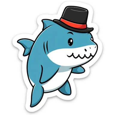 shark wearing a top hat sticker