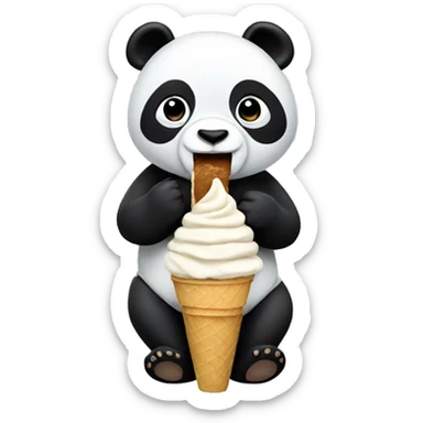 Panda eating ice cream sticker