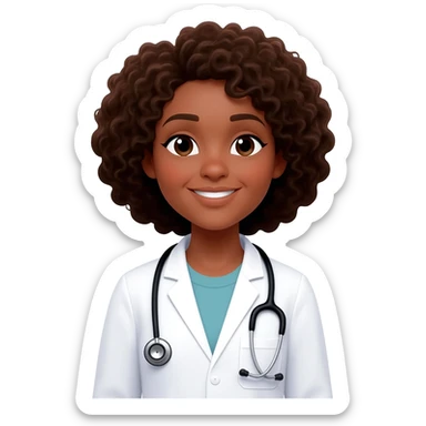 doctor woman curly hair brown skin sticker