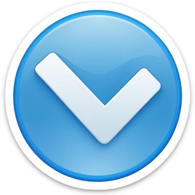 White checkmark with blue circle rounded sticker