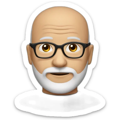 65-year-old man almost bald with black glasses and a sparse black beard sticker
