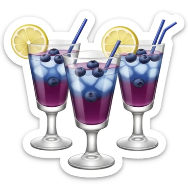 4 shotglasses with blueberry lemon drop in them  sticker